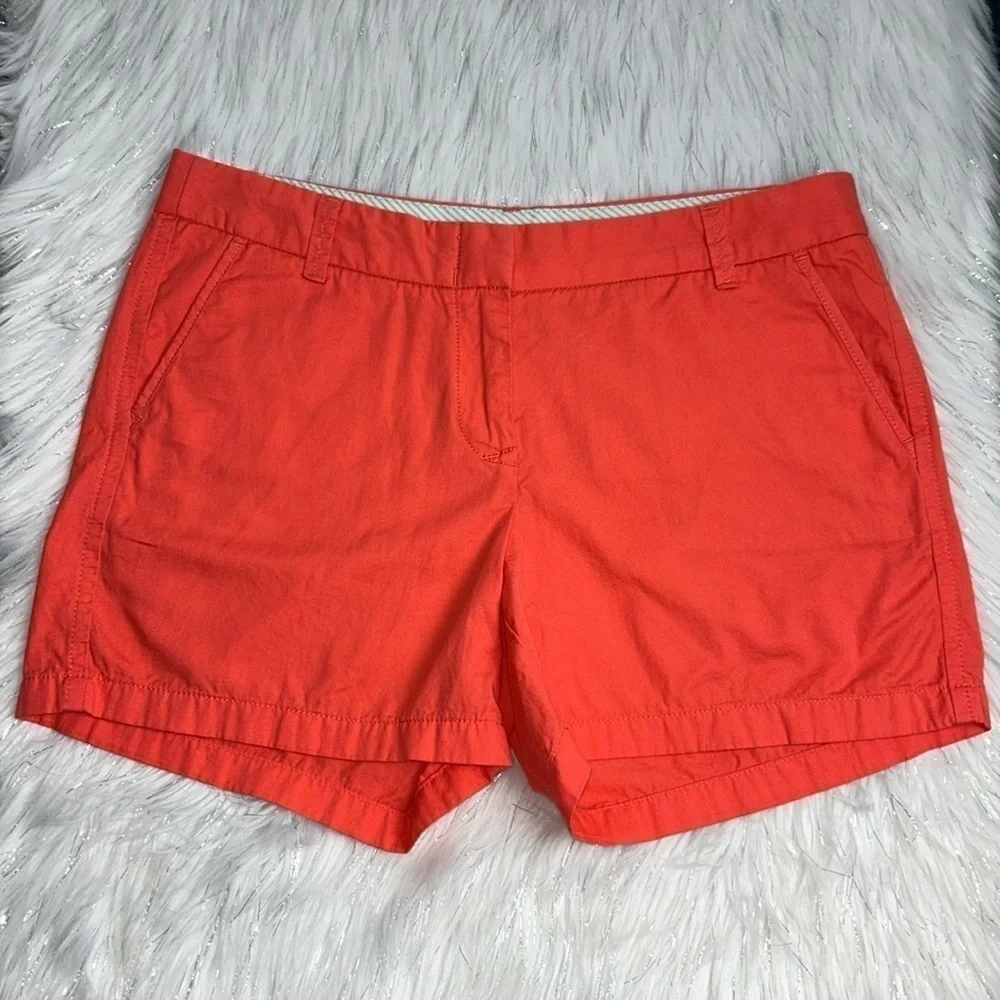 J. Crew Factory size 10 Coral Orange 100% Cotton Broken In Chino Shorts